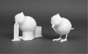 דוגמא של הדפסה תלת מימדית המראה ציפור אשר נידרש להדפיס תמיכות